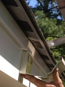 Sectional detail of gutter on block